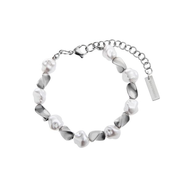 original baroque heterosexual pearl bracelet chain irregular neutral style simple stitching hip hop fashion trend jewelry, Black